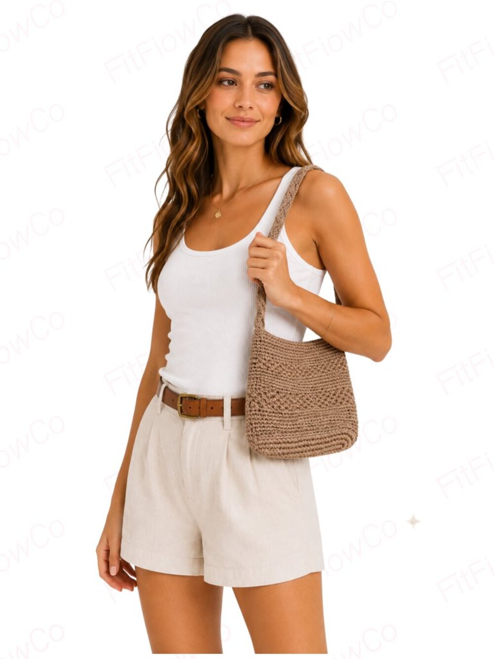 Natural Beige Jute Style Crochet Woven Shoulder Bag Boho Summer Purse - Picture 1 of 6